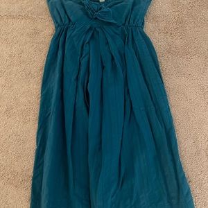 Strapless cotton turquoise dress